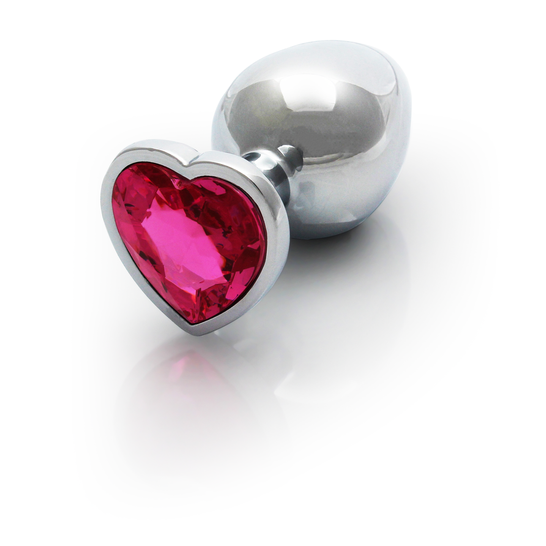 Plug anale a forma di cuore con gemma - Medio - Argento/Rosa rubellite - immagine 7