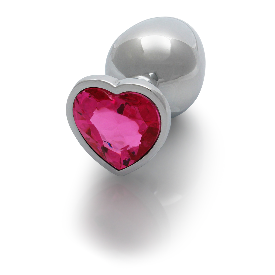 Plug anale a forma di cuore con gemma - Grande - Argento/Rosa rubellite - immagine 6