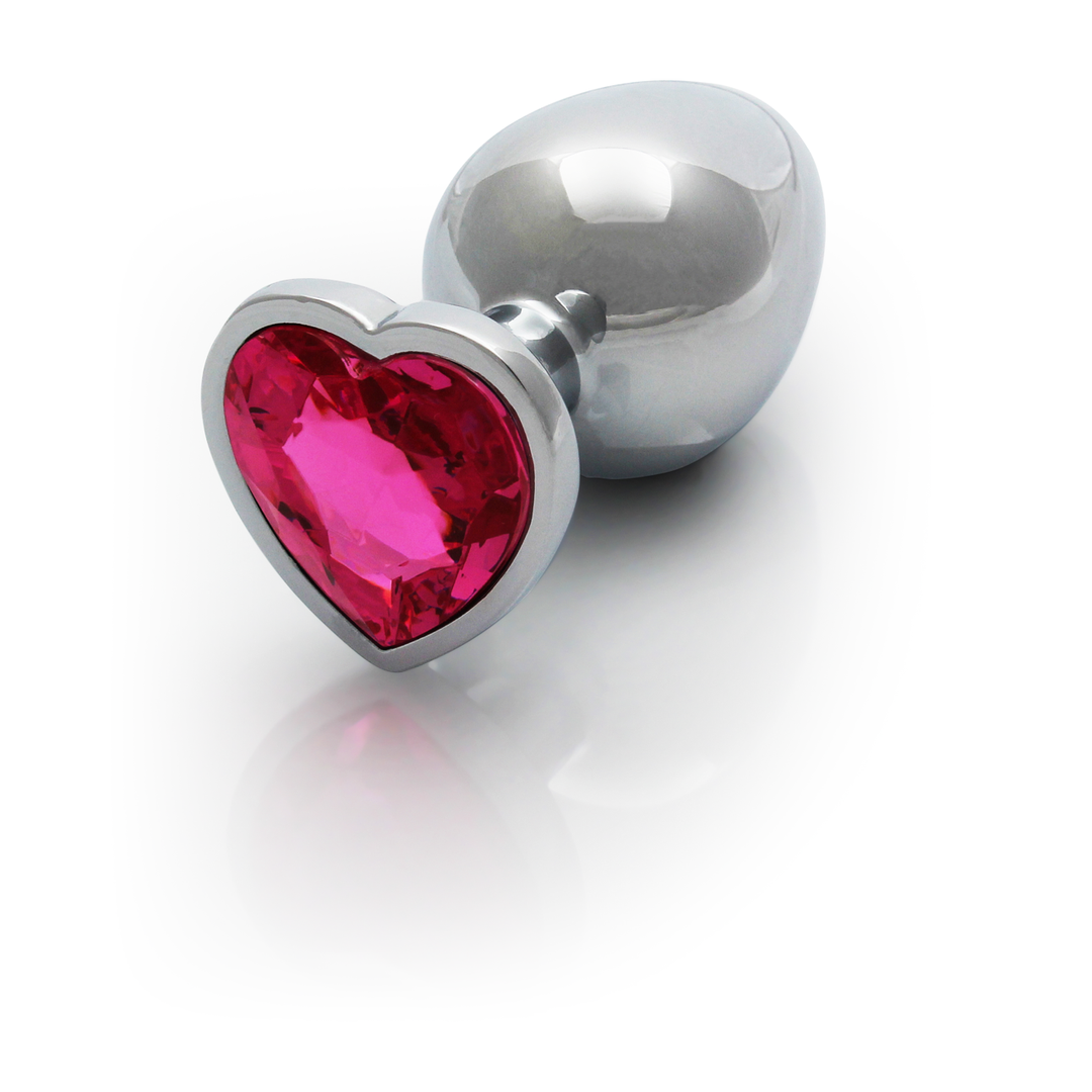 Plug anale a forma di cuore con gemma - Grande - Argento/Rosa rubellite - immagine 7