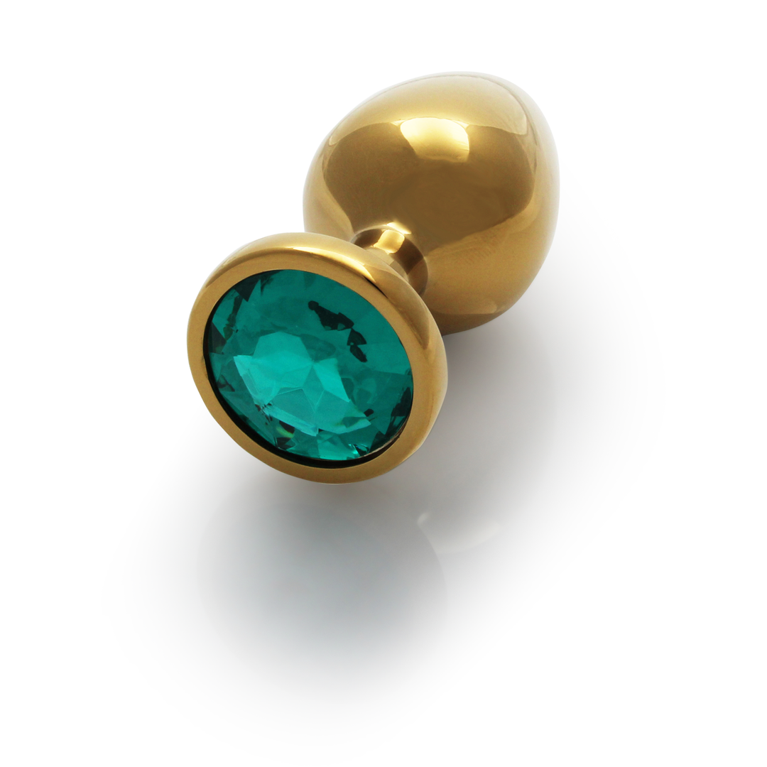Plug anale rotondo con gemma - Grande - Oro/Verde smeraldo - immagine 6
