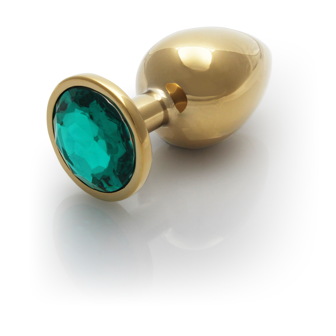 Plug anale rotondo con gemma - Grande - Oro/Verde smeraldo - immagine 7