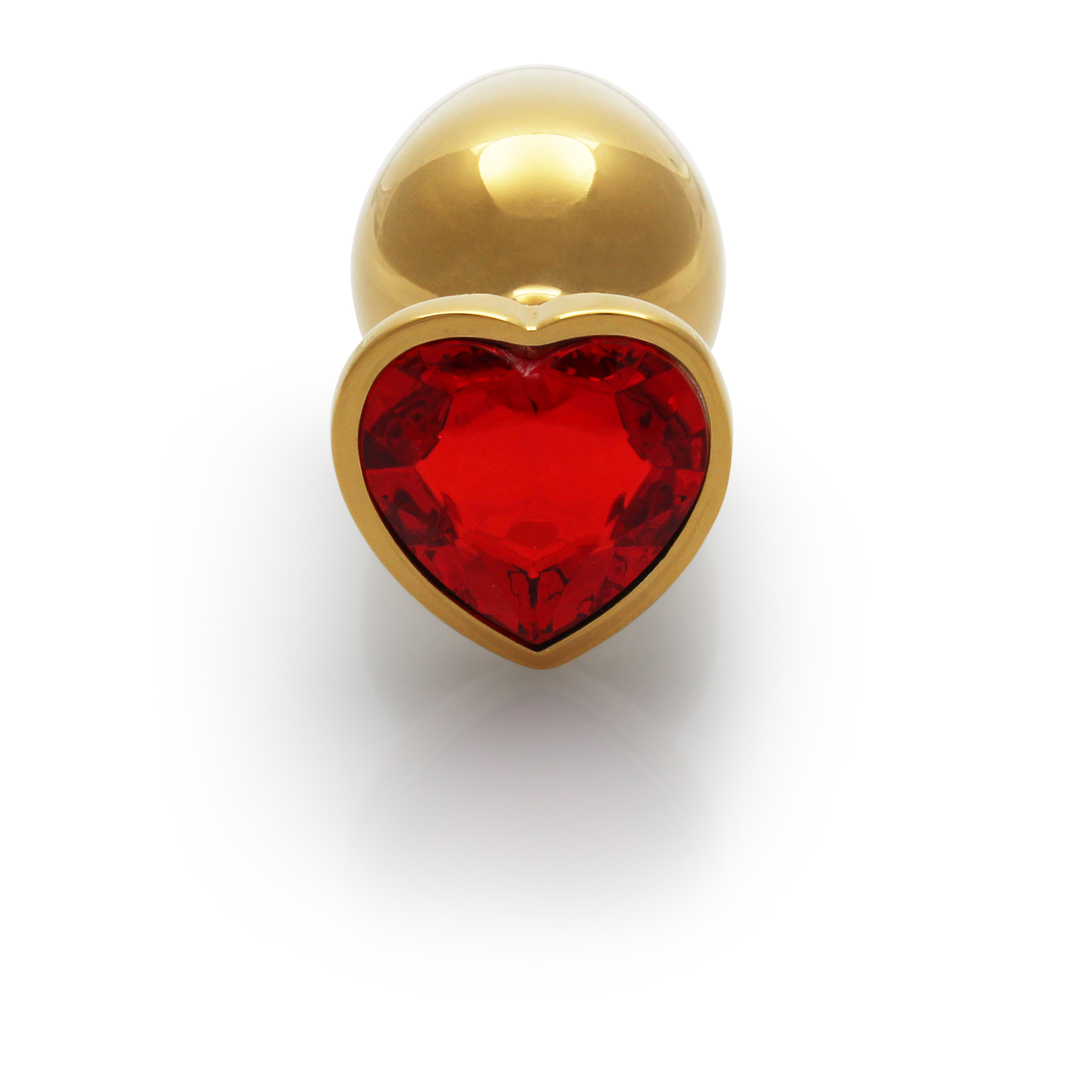 Plug anale a forma di cuore con gemma - Medio - Oro/Rosso rubino - immagine 5