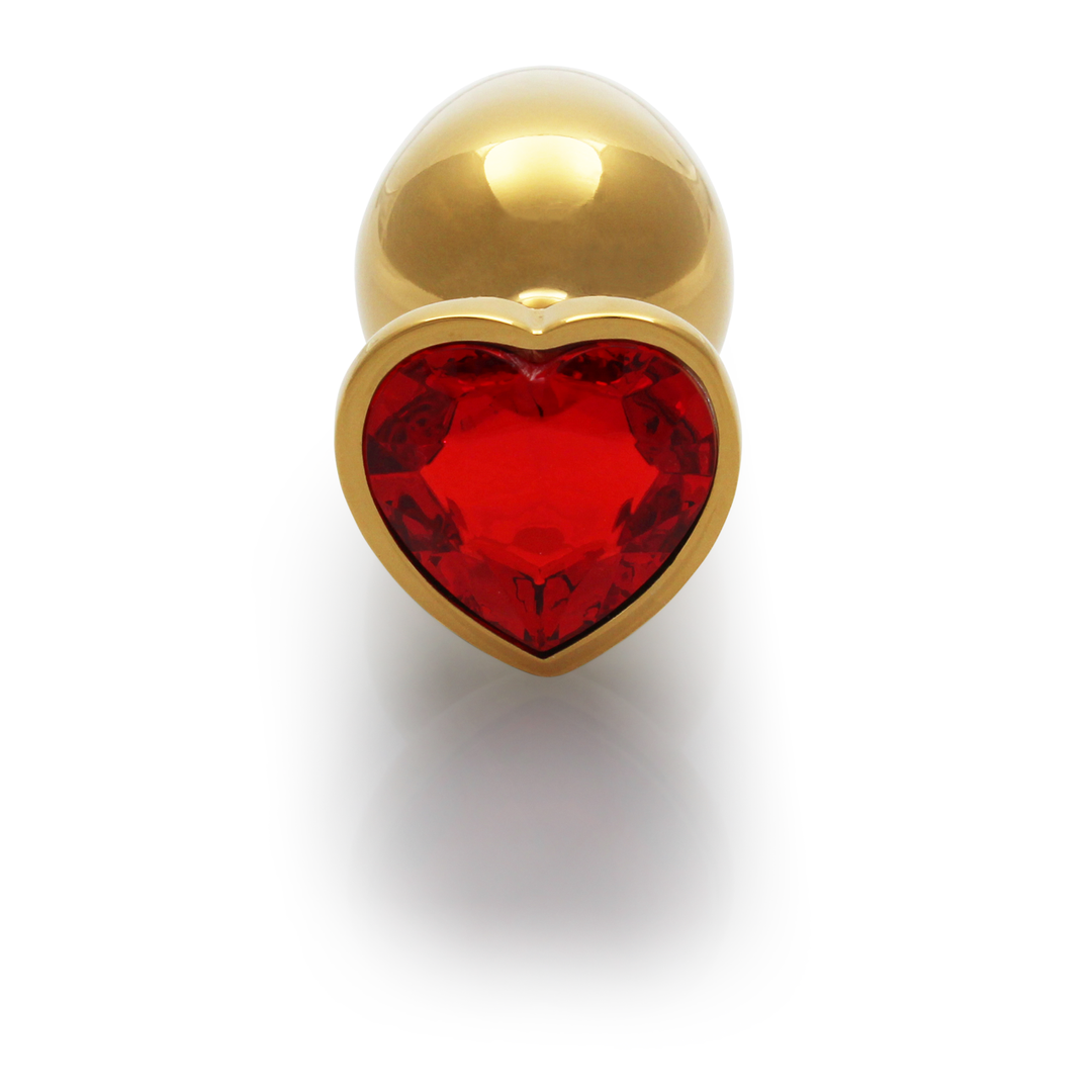 Plug anale a forma di cuore con gemma - Grande - Oro/Rosso rubino - immagine 5