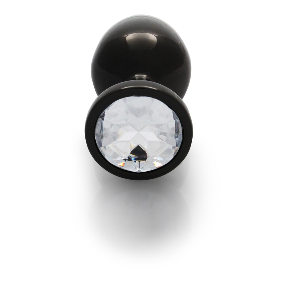 Tappo anale rotondo con gemma - Medio - Gunmetal/Diamante - immagine 5