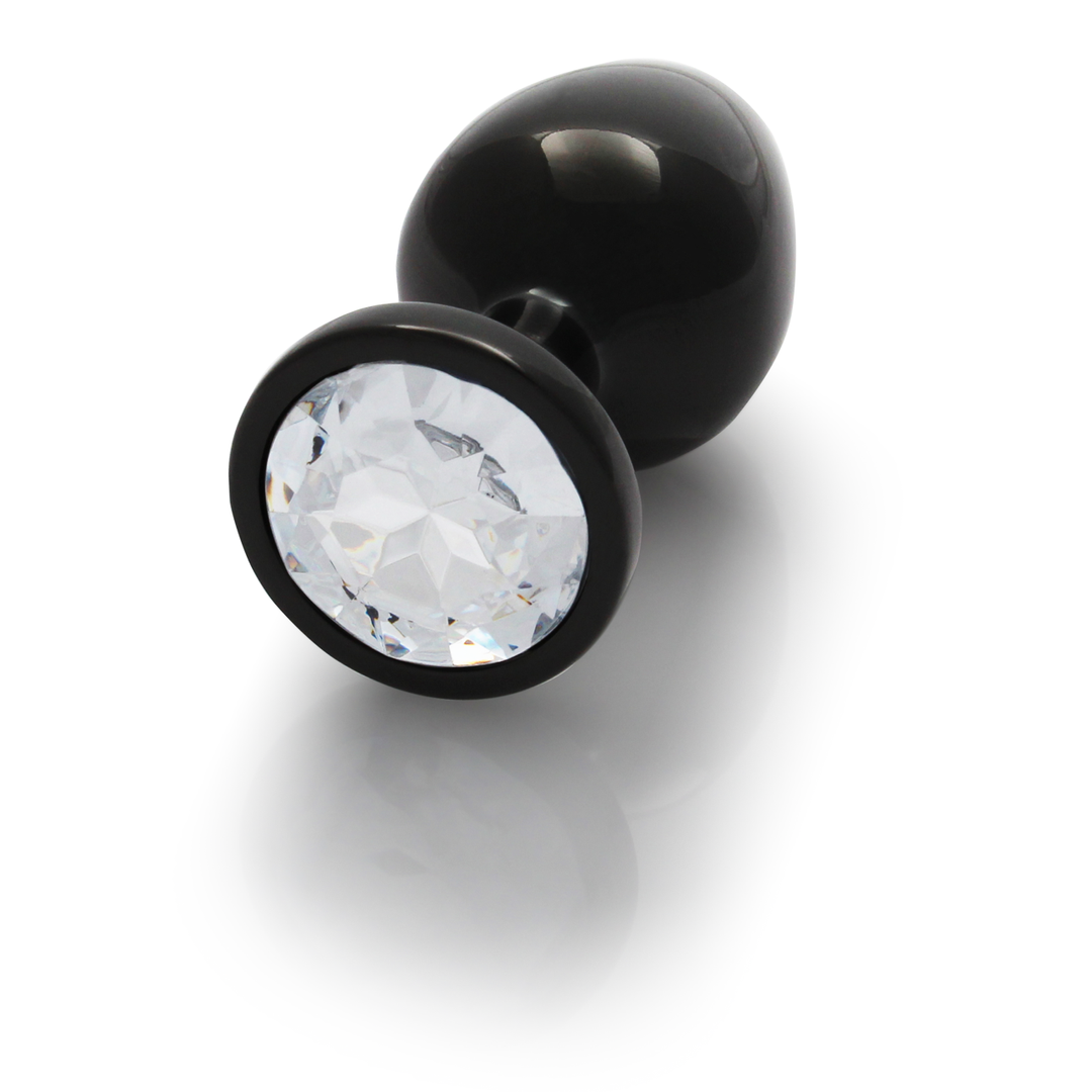 Tappo anale rotondo con gemma - Medio - Gunmetal/Diamante - immagine 6