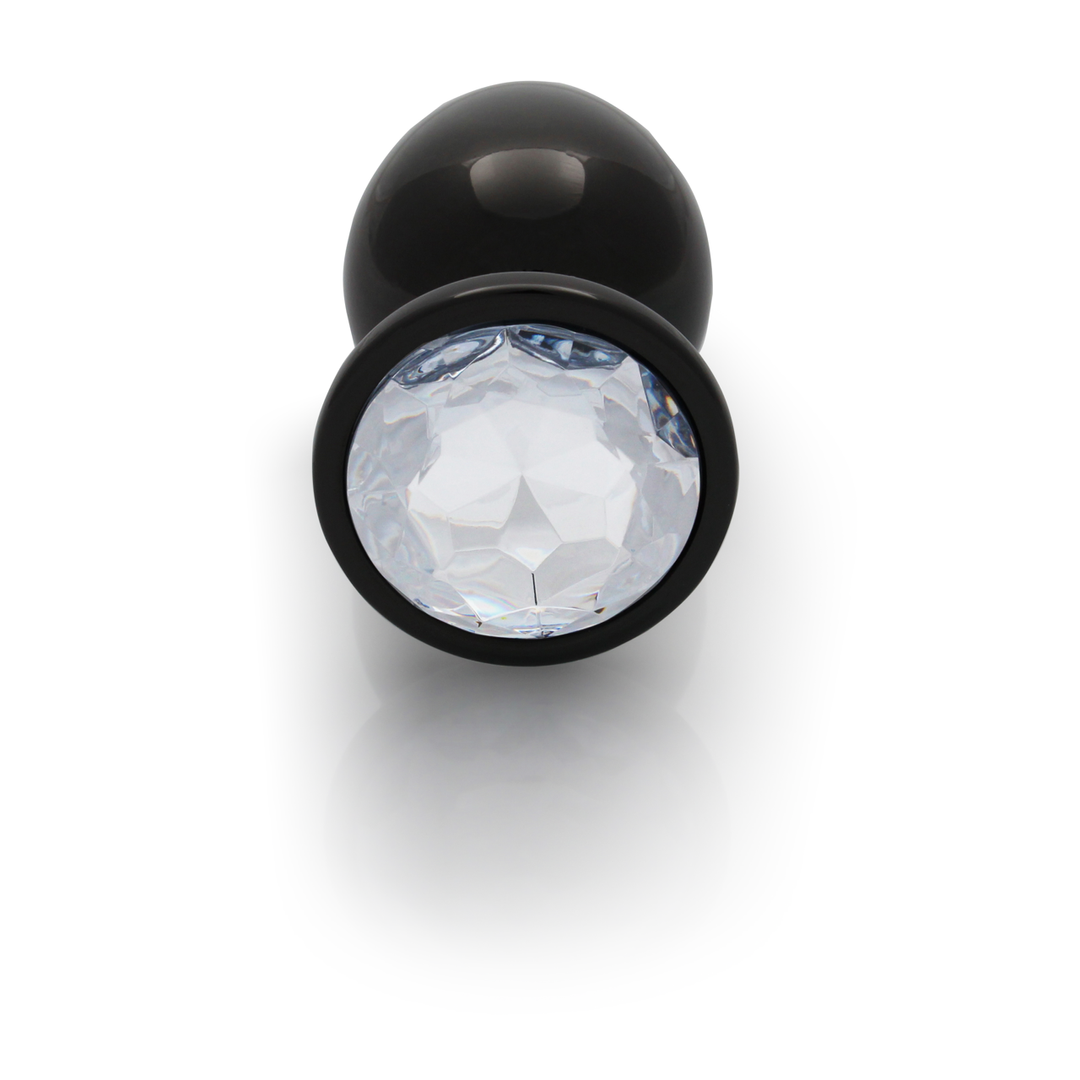 Tappo anale rotondo con gemma - Grande - Gunmetal/Diamante - immagine 5