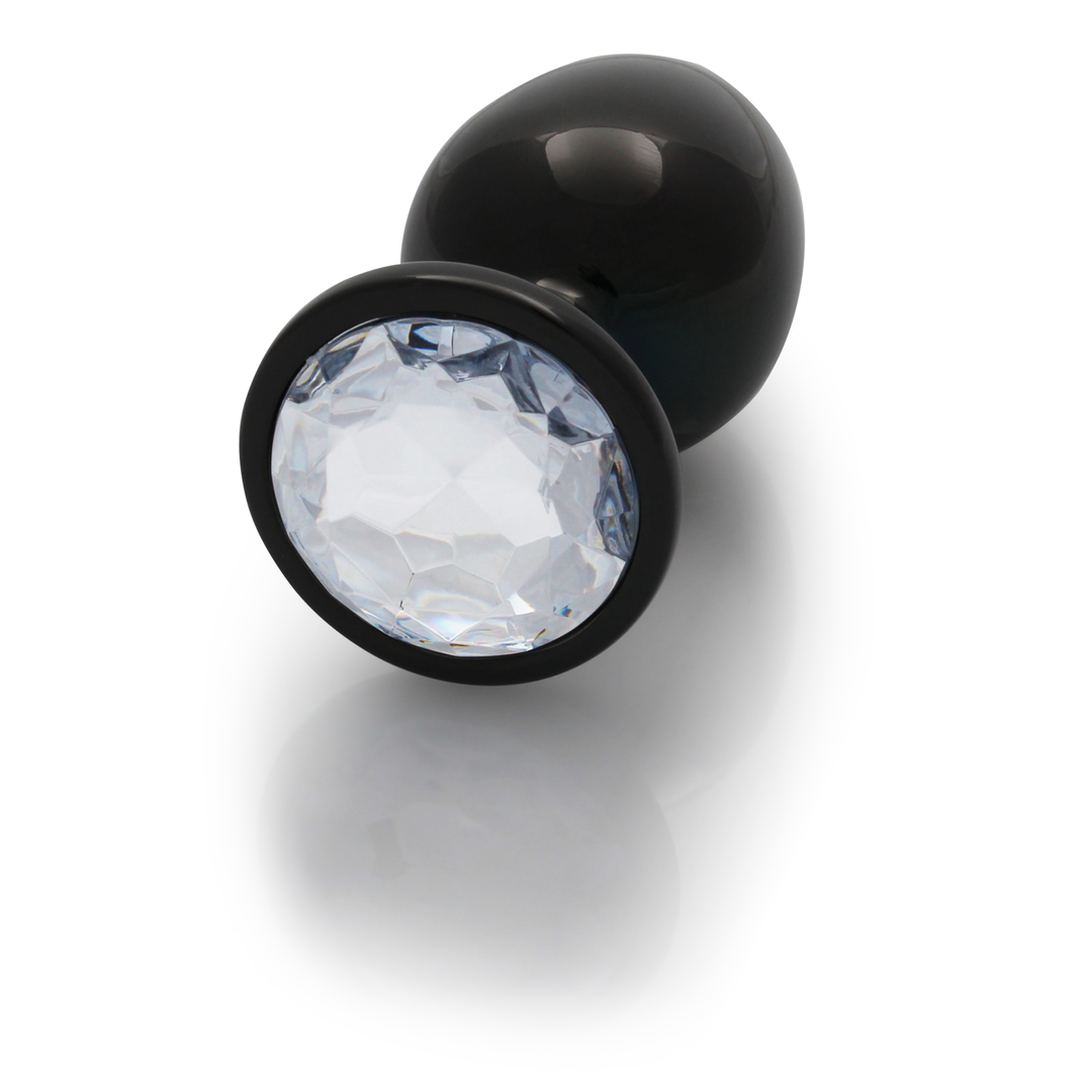 Tappo anale rotondo con gemma - Grande - Gunmetal/Diamante - immagine 6
