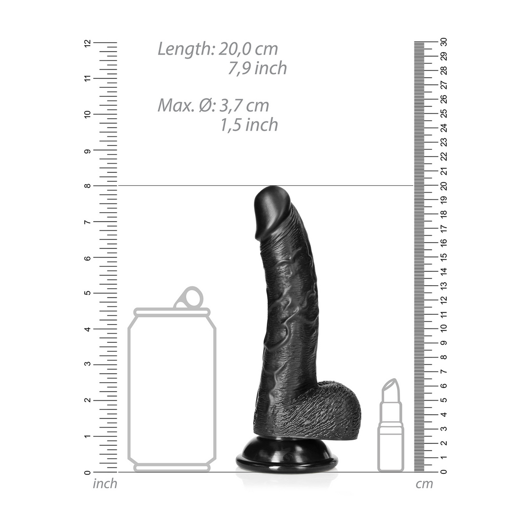 Dildo realistico curvo con testicoli e ventosa - 7 / 18 cm - immagine 6