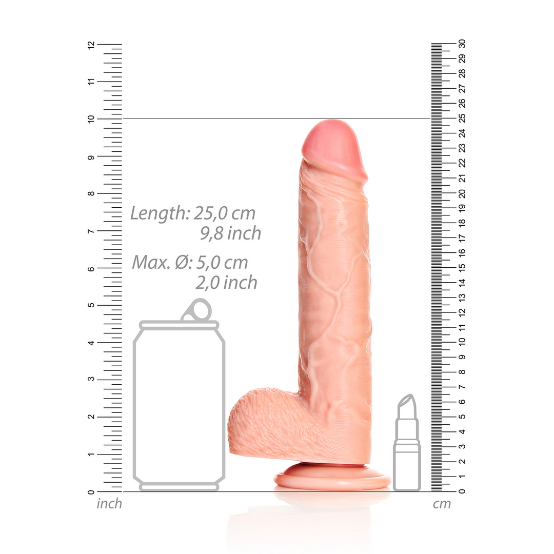 Dildo dritto realistico con testicoli e ventosa - 9 / 23 cm - immagine 6