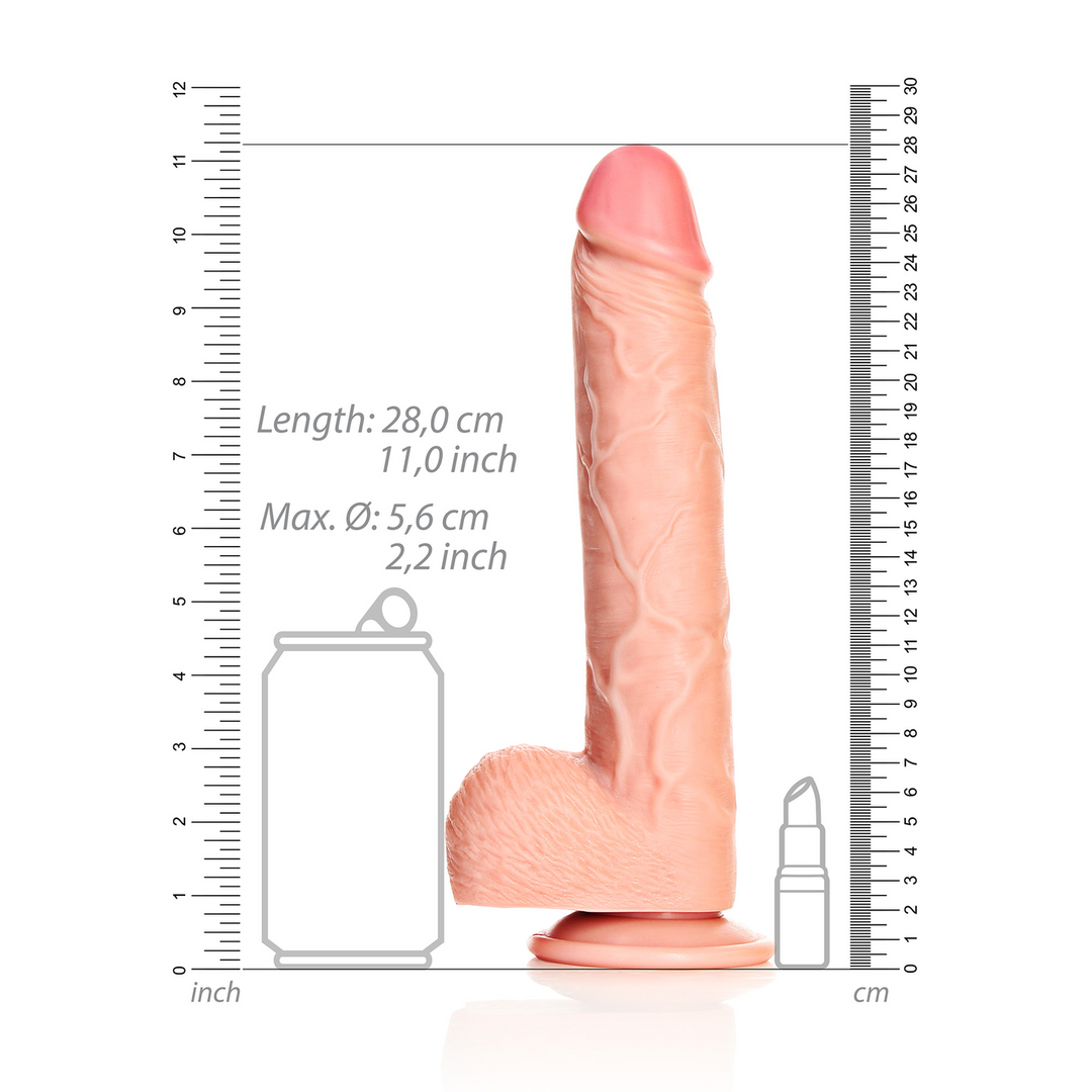 Dildo dritto realistico con testicoli e ventosa - 10 / 25,5 cm - immagine 6