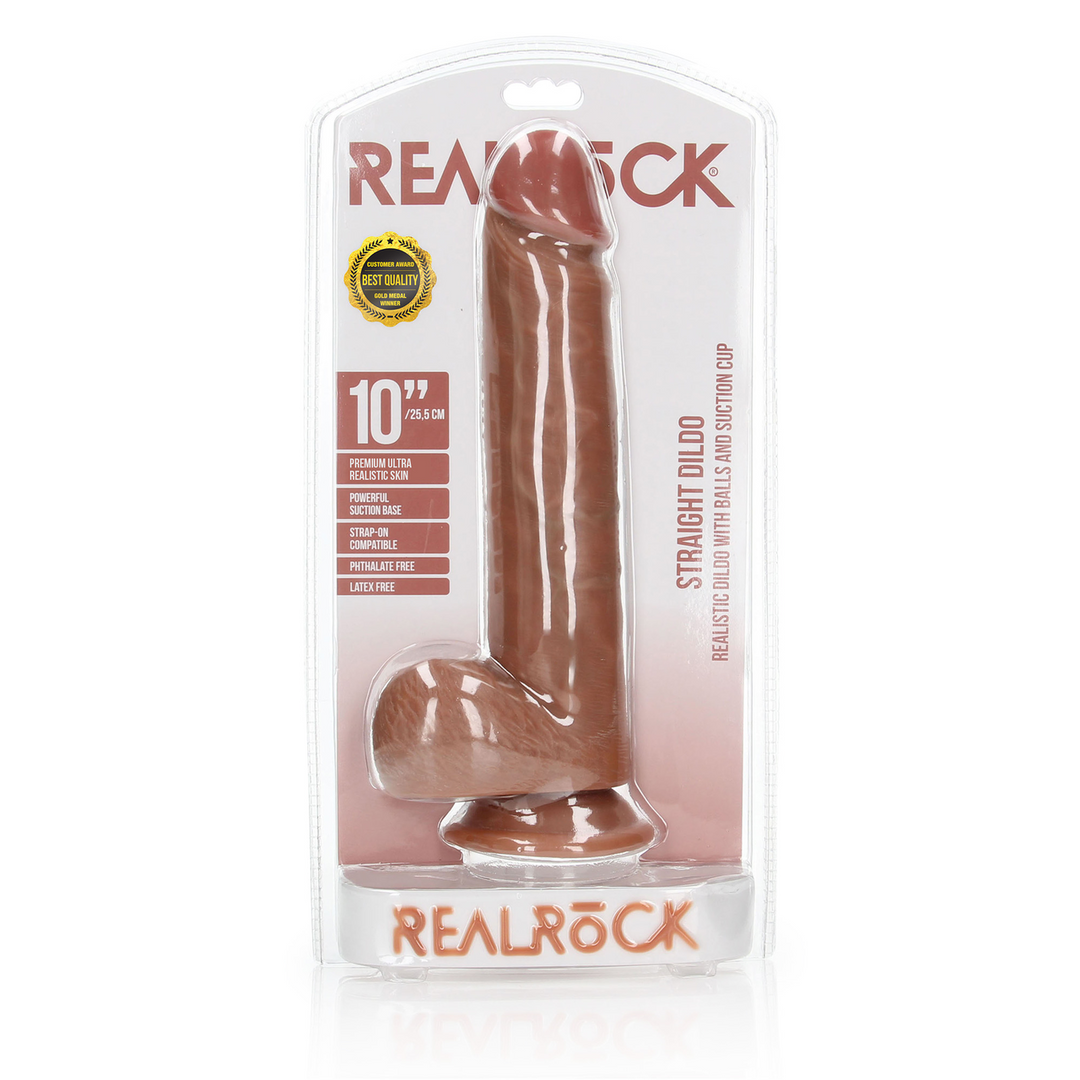 Dildo dritto realistico con testicoli e ventosa - 10 / 25,5 cm - immagine 2