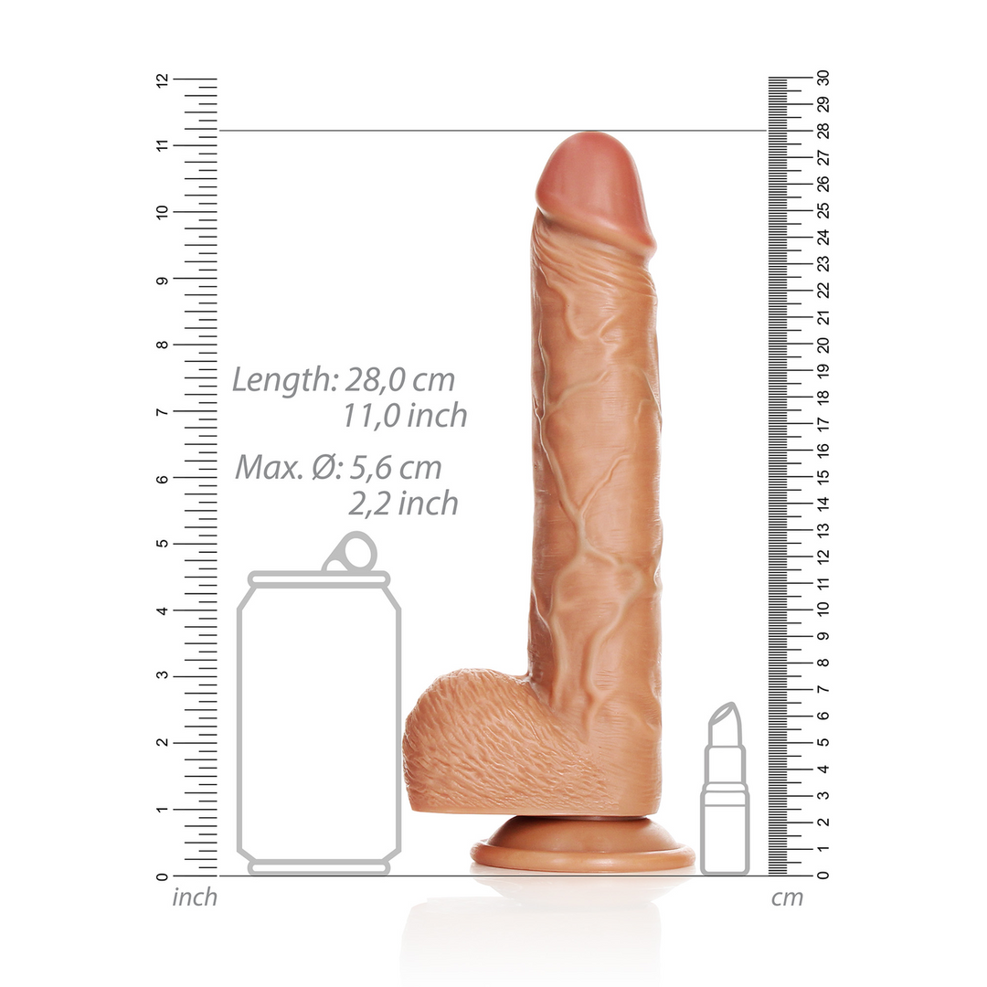 Dildo dritto realistico con testicoli e ventosa - 10 / 25,5 cm - immagine 6