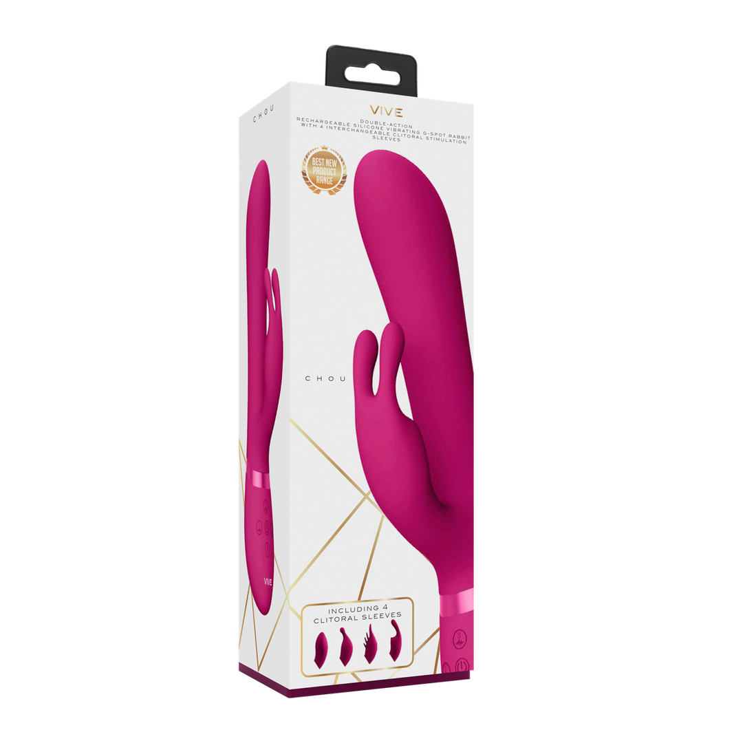 Chou - Stimolatore clitorideo a forma di coniglio per il punto G - Rosa - immagine 2