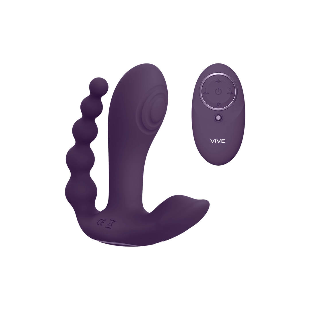 Kata - Vibratore a doppia penetrazione con vibrazione a impulsi - Viola - immagine 3