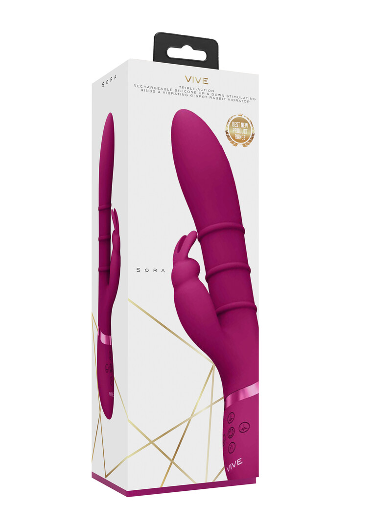 Sora - Anelli stimolanti Up Down, vibratore a forma di coniglio per il punto G - Rosa - immagine 2
