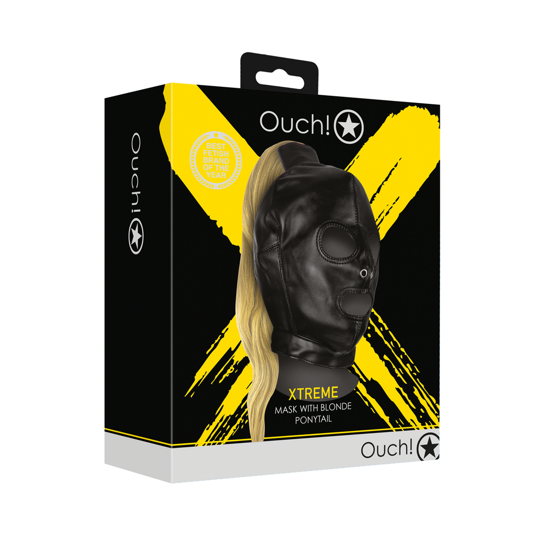Maschera con coda di cavallo bionda - Nera - immagine 2