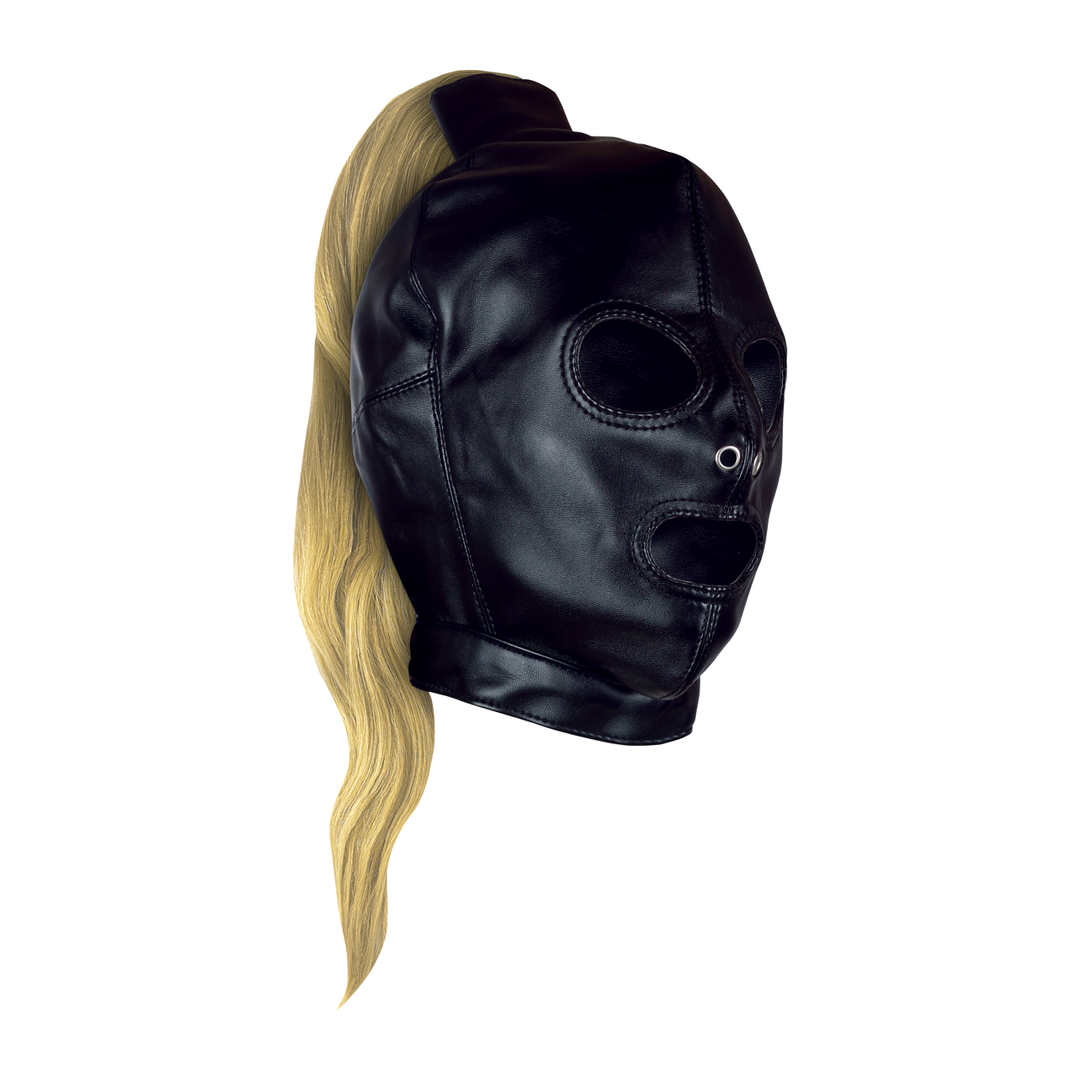 Maschera con coda di cavallo bionda - Nera - immagine 4