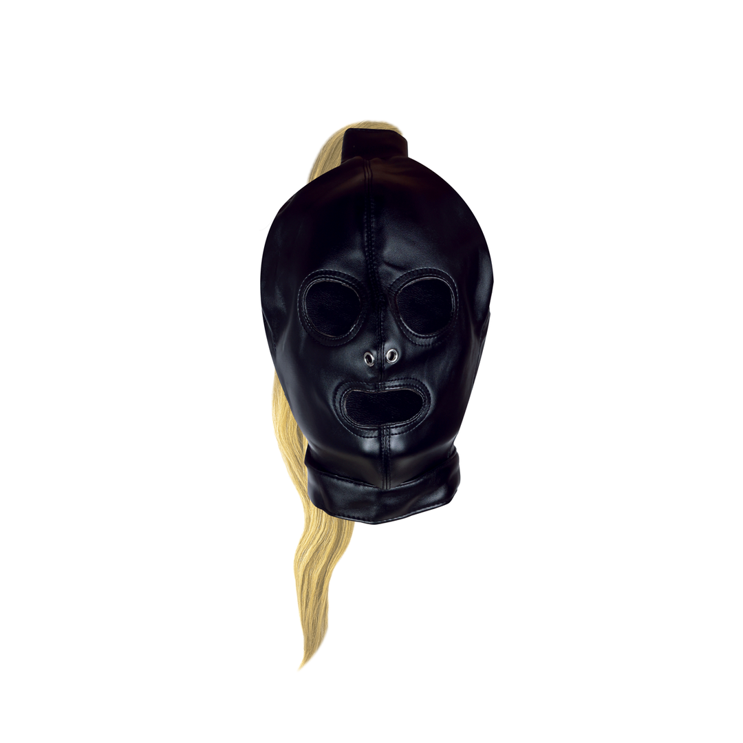 Maschera con coda di cavallo bionda - Nera - immagine 5