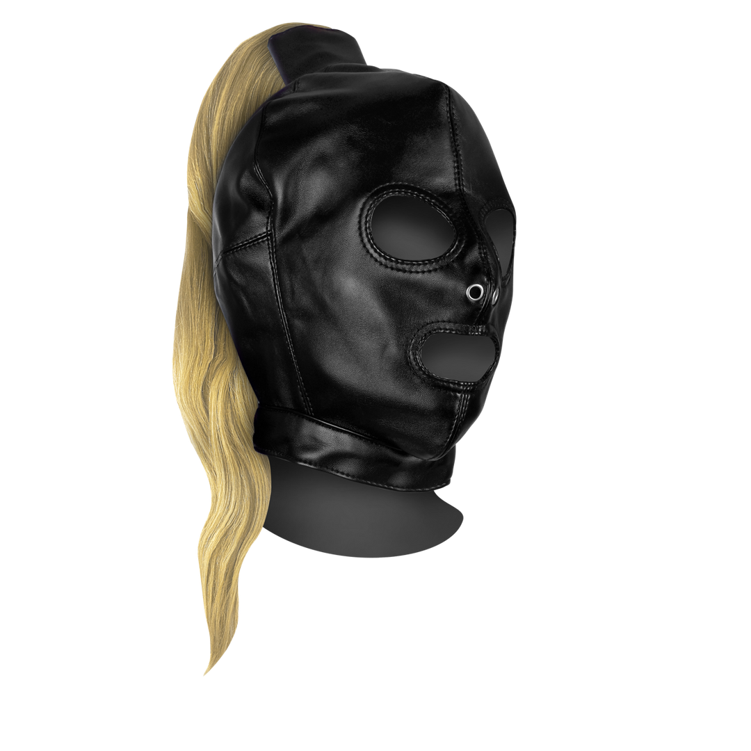Maschera con coda di cavallo bionda - Nera