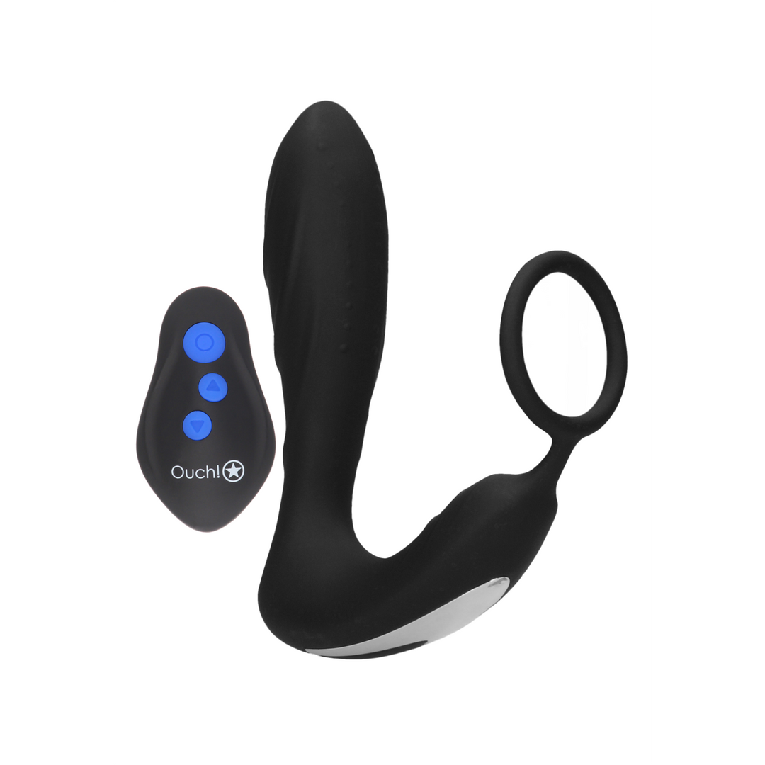 Anello per pene vibrante con plug anale E-stim