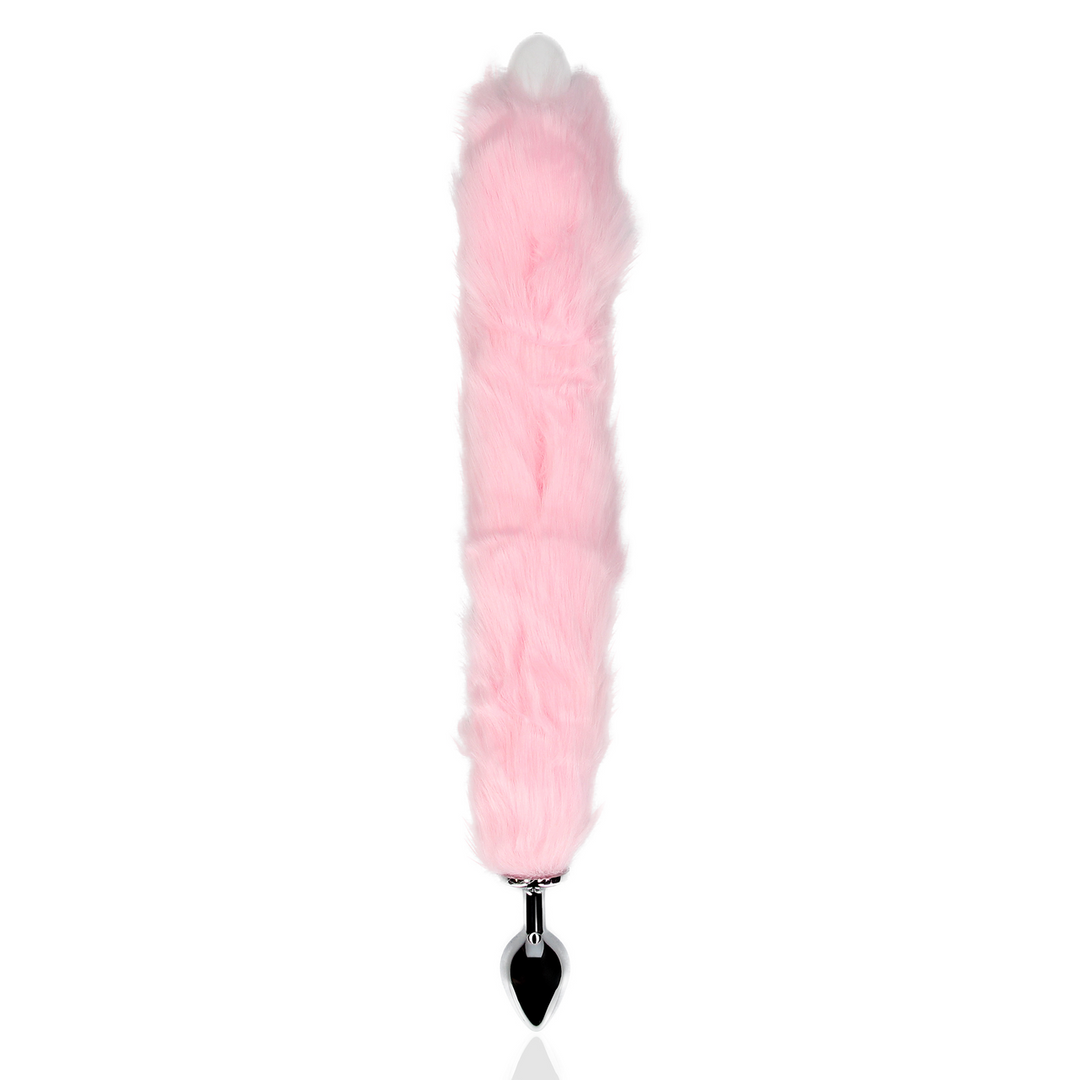 Coda di volpe luminosa con plug anale in metallo - Rosa - immagine 6