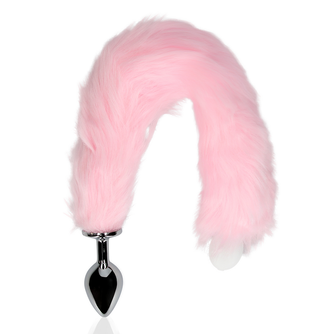 Coda di volpe luminosa con plug anale in metallo - Rosa - immagine 7