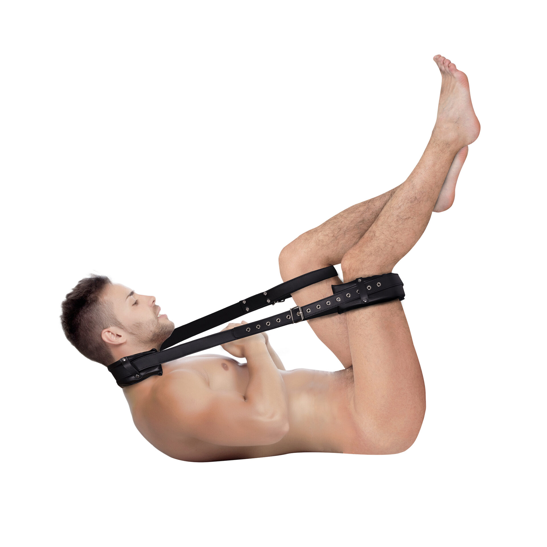 Fascia imbottita per coscia con spallacci regolabili - Nera - immagine 6
