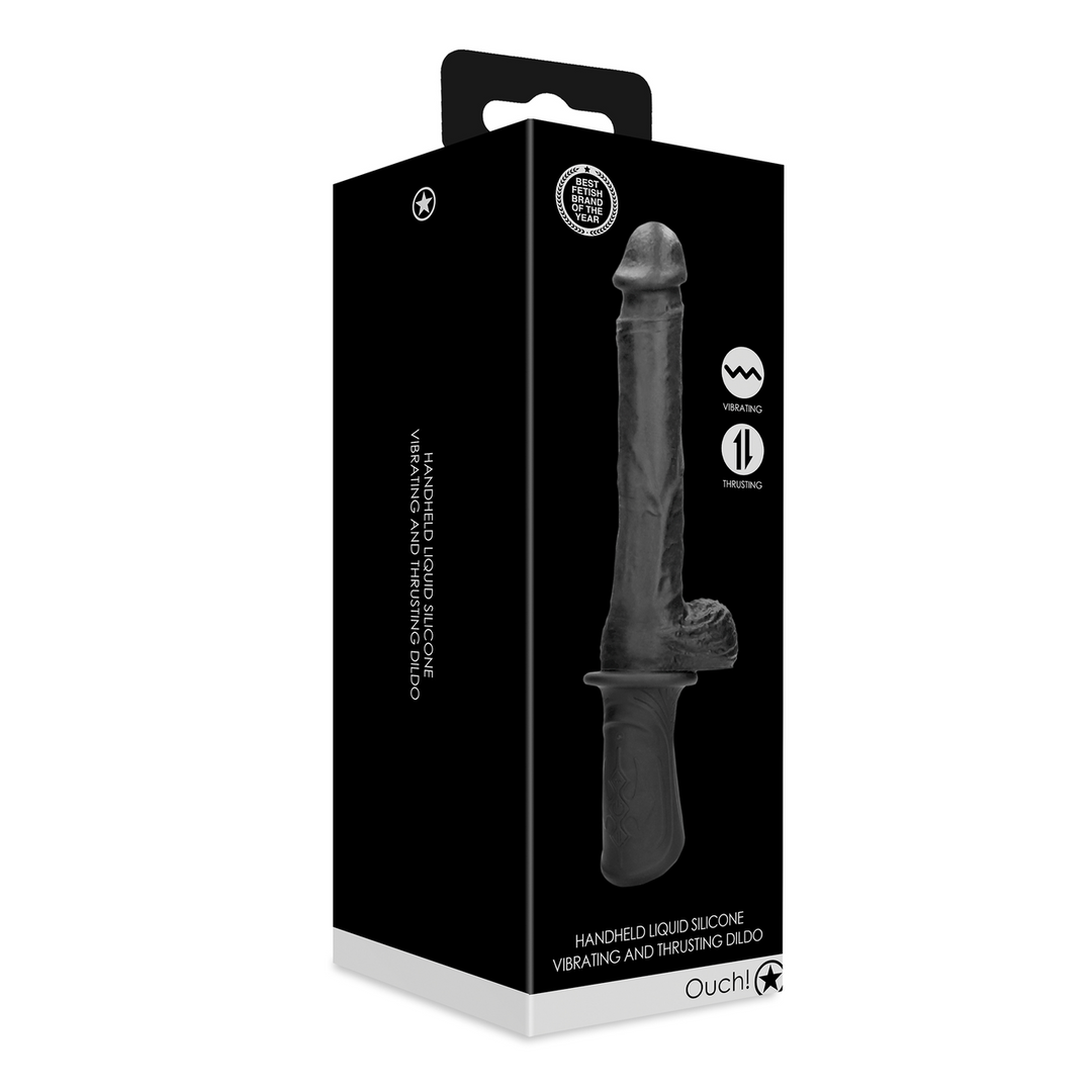 Macchina del sesso portatile vibrante e a spinta in silicone liquido - Nera - immagine 2