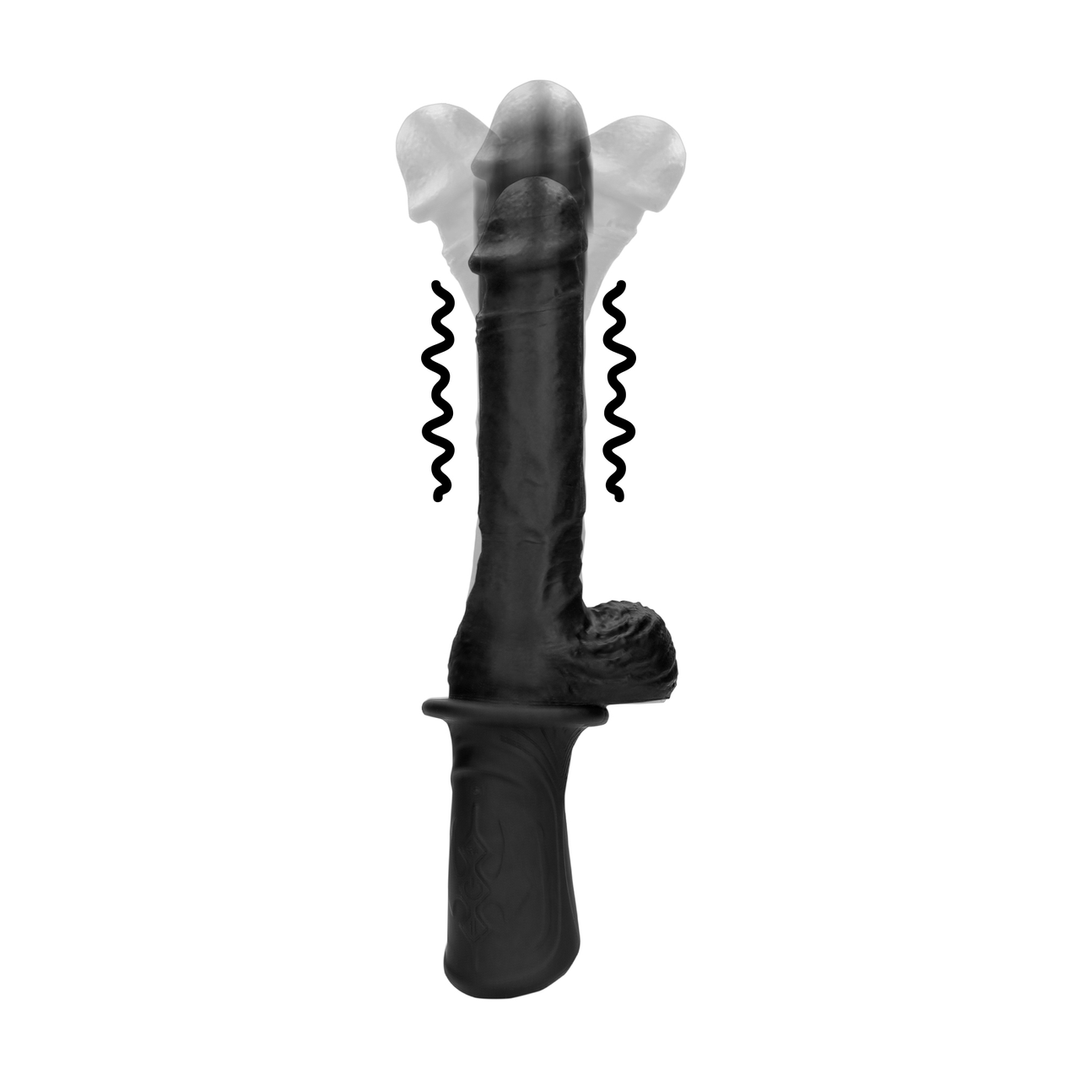 Macchina del sesso portatile vibrante e a spinta in silicone liquido - Nera