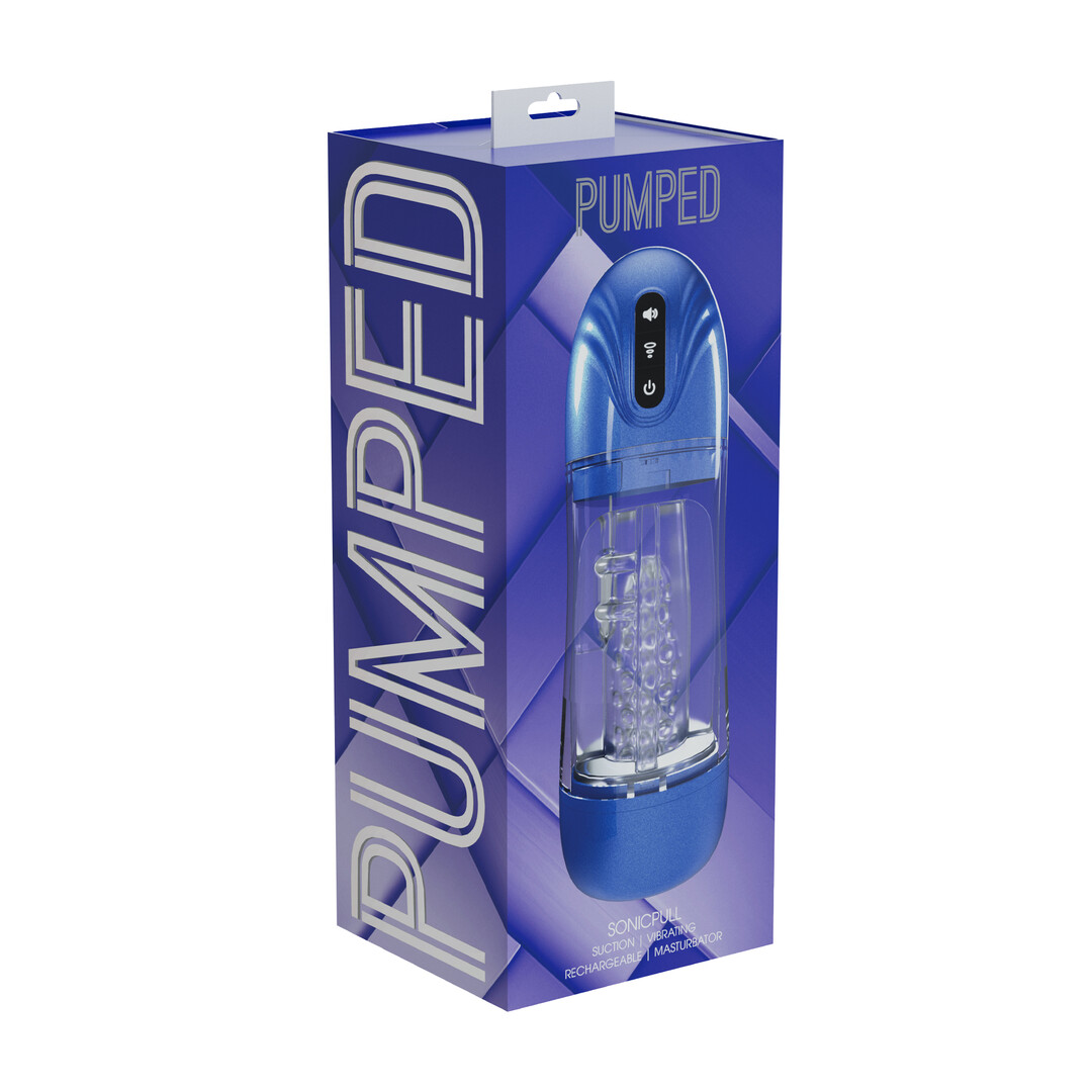 SonicPull - Pompa masturbatore a ventosa e vibrazione - Funzionalità multimediali avanzate - Blu metallizzato - immagine 2