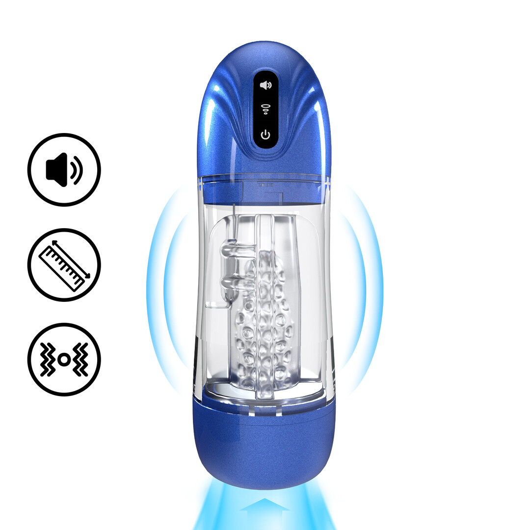 SonicPull - Pompa masturbatore a ventosa e vibrazione - Funzionalità multimediali avanzate - Blu metallizzato