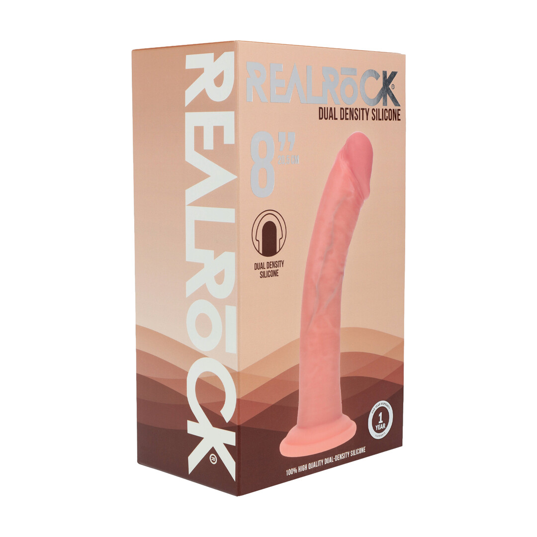 Dildo realistico curvo in silicone a doppia densità con ventosa - 8 / 20,5 cm - Color carne - immagine 2